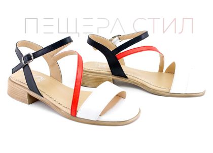 Sandale cu toc tricolor pentru femei - Model Camellia.