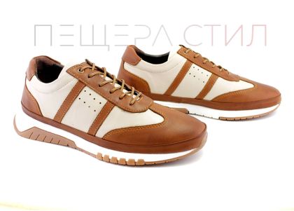 Pantofi casual barbatesti din nubuc natural in bej - Model Sony.