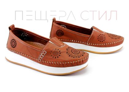Pantofi de vara dama din piele naturala de culoare maro - Model Murcia