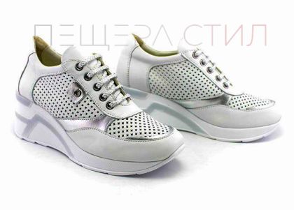 Pantofi sport dama din piele naturala alb - Model Danaya