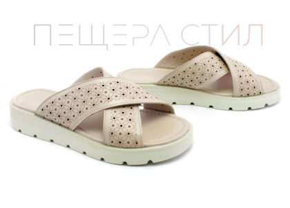 Papuci dama din piele naturala de culoare gri - Model Veni