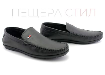 Mocasini pentru bărbați fără șireturi în negru - Model Alberto.