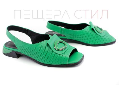 Sandale dama din piele naturala de culoare verde - Model Leticia.