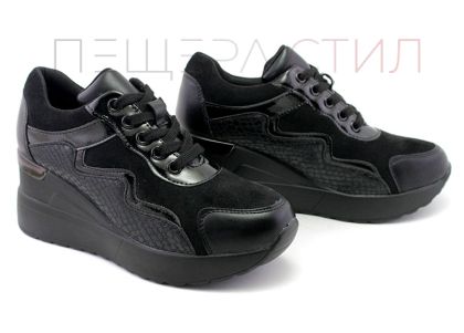 Pantofi sport de damă cu platformă în negru, model 137