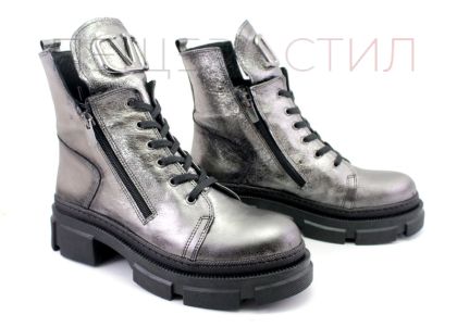 Cizme de dama din piele naturala de culoare platina metalizata - Model Shana