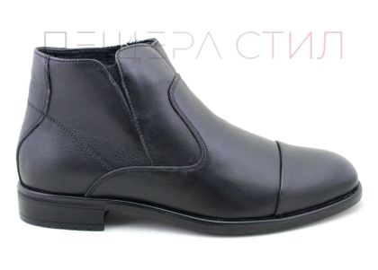 Мъжки официални боти от естествена кожа в черно, модел Берн.