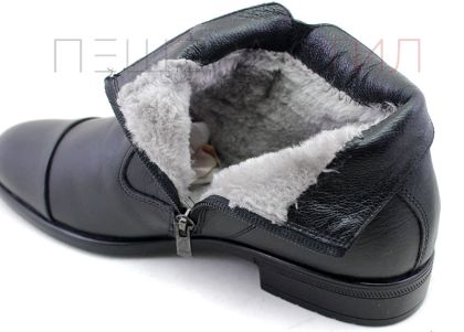 Мъжки официални боти от естествена кожа в черно, модел Берн.