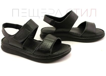 Sandale de dama din piele naturala de culoare neagra cu talpa joasa - Model Chimera.