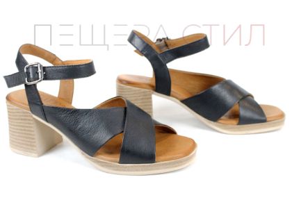🖤 Noir Grace – Sandale damă din piele naturală în negru | Toc mediu și confort elegant