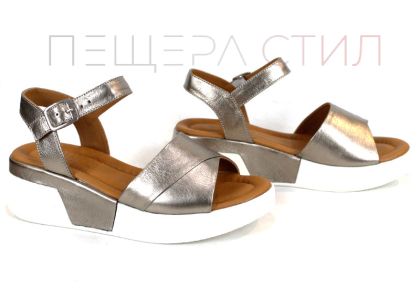 Sandale damă cu platformă joasă în nuanță metalică bronz – model Liora