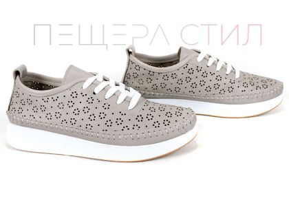 pantofi de vară Magia Fiore din piele naturală cu perforații și talpă albă flexibilă