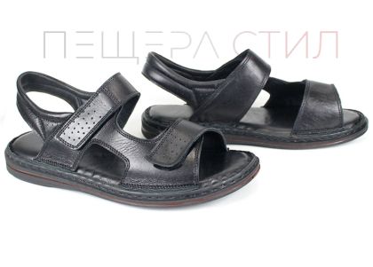 Sandale barbatesti din piele naturala de culoare neagra - model Vladi