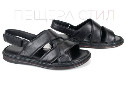 Sandale bărbătești Notte Vario din piele naturală, negre