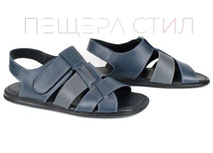 Sandale bărbătești Mare Blu din piele – albastru și gri
