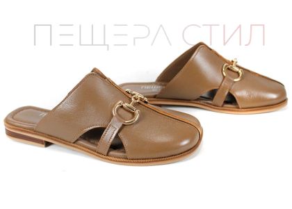 Papuci damă Luna Piena cappuccino piele naturală