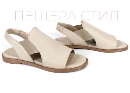 sandale damă joase din piele naturală bej Penta Koko