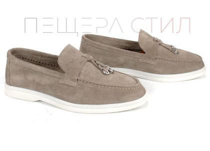 Mystica – mocasini damă din velur natural bej nisipiu