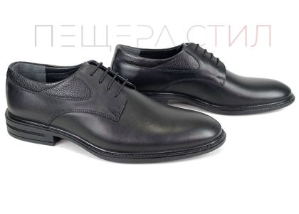 Pantofi eleganți bărbătești Verso Notte din piele naturală neagră, talpă flexibilă și design clasic cu șireturi