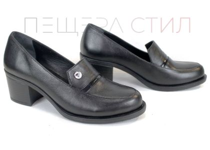 pantofi damă cu toc din piele naturală cu detaliu lac – Eleganza Classica