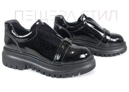 Pantofi damă Noir Elevato din lac negru cu talpă înaltă și elastic