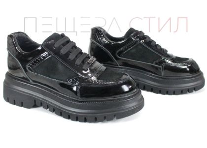 Pantofi damă Nero Serpente – lac negru, velur și imprimeu șarpe