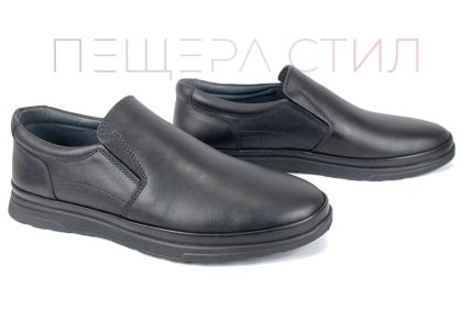 Pantofi bărbătești Cefo fără șireturi, din piele naturală neagră