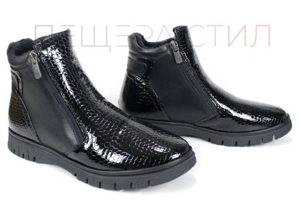 Cizme casual dama din piele de sarpe neagra - Model Ashley