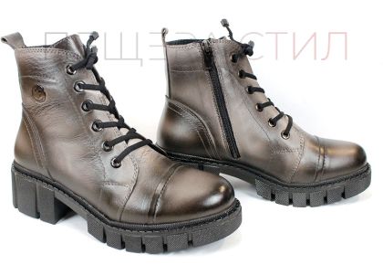 Cizme joase de dama din piele naturala de culoare verde inchis - Model Julie