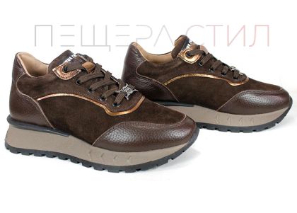 Pantofi sport damă Linea Noble – piele naturală, nuanțe maro