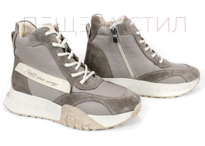 Sneakers damă Terra Pulse – piele naturală și velur, căptușeală caldă