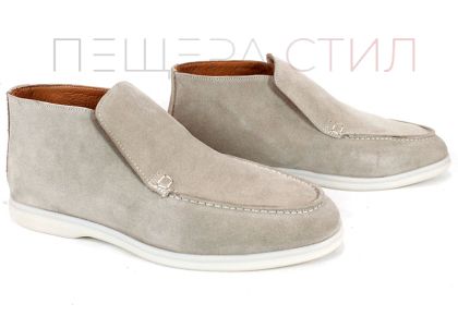 Clark barbati din piele intoarsa naturala de culoare albastru inchis - model clasic.