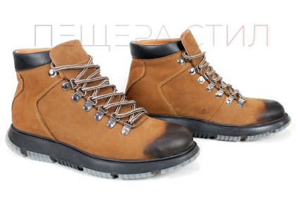 Cizme barbatesti din piele naturala de culoare neagra - model 334112