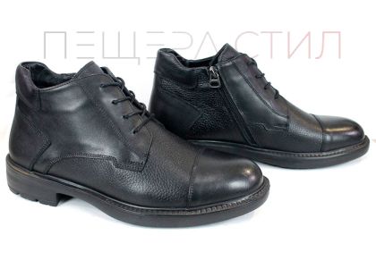 Cizme barbatesti din piele naturala de culoare neagra - model 334112