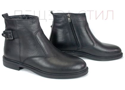 Cizme barbatesti din piele naturala de culoare neagra - model 334112