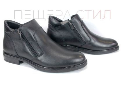 Cizme barbatesti din piele naturala de culoare neagra - model 334112