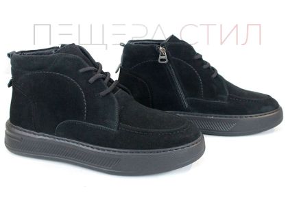 Clark barbati din piele intoarsa naturala de culoare albastru inchis - model clasic.