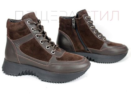 Sneakers damă Terra Pulse – piele naturală și velur, căptușeală caldă