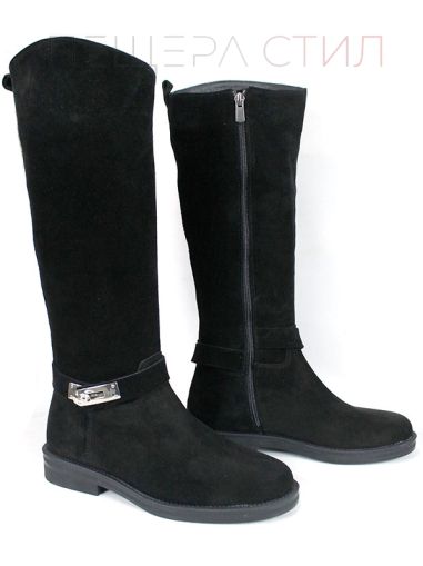 Cizme de dama din piele naturala de culoare neagra - model 125587