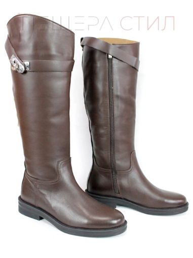 Cizme de dama din piele naturala de culoare neagra - model 125587