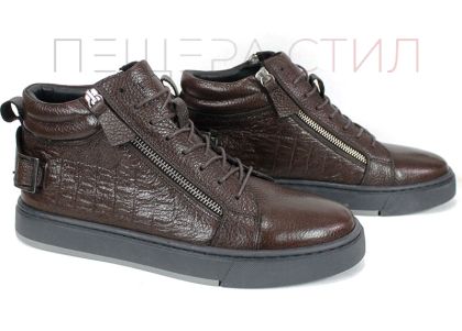 Cizme barbatesti din piele naturala de culoare neagra - model 334112