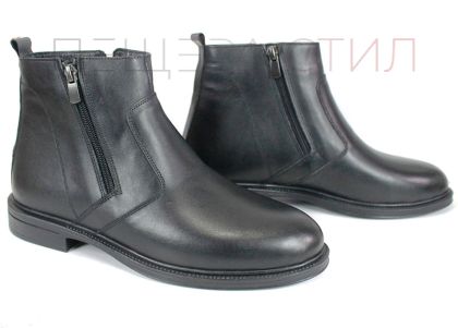 Cizme barbatesti din piele naturala de culoare neagra - model 334112