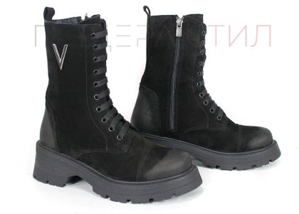 Ghete damă Terra Vento din nubuc natural – culoare neagră