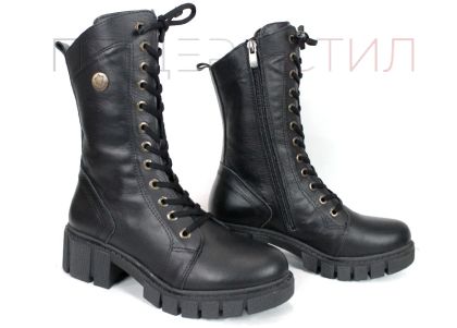 Cizme de dama din piele naturala de culoare neagra - Model Macarena.