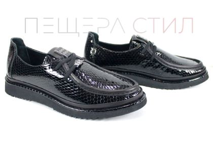 Mocasini damă Noira Flex mărimi mari din lac natural, negri