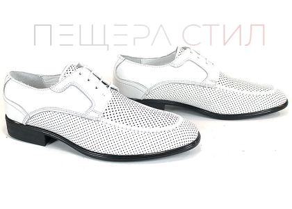 Pantofi eleganți pentru bărbați Lorenzo Forma din piele naturală albă cu perforație