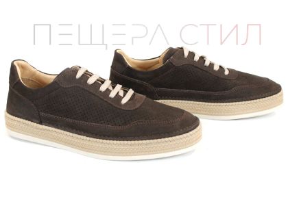 Pantofi bărbați Metro Rise din velur natural maro închis cu perforații