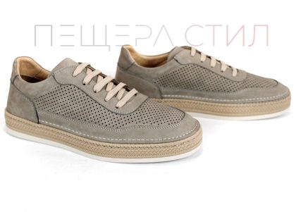Pantofi bărbați Metro Rise din nabuc natural gri cu perforații