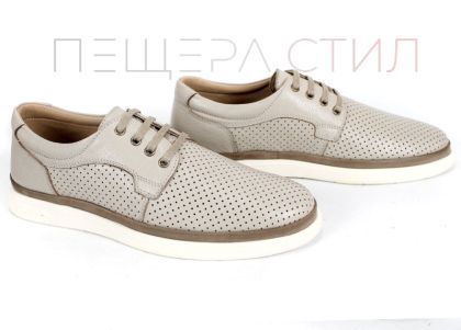 Pantofi bărbați Axis Daily din piele naturală bej cu perforații