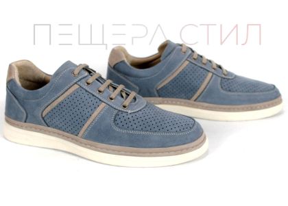 Pantofi bărbătești Verno Axis Denim din nubuc natural albastru cu perforații