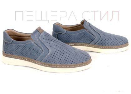 Pantofi bărbătești de vară fără șireturi din nabuc denim Canto Flex